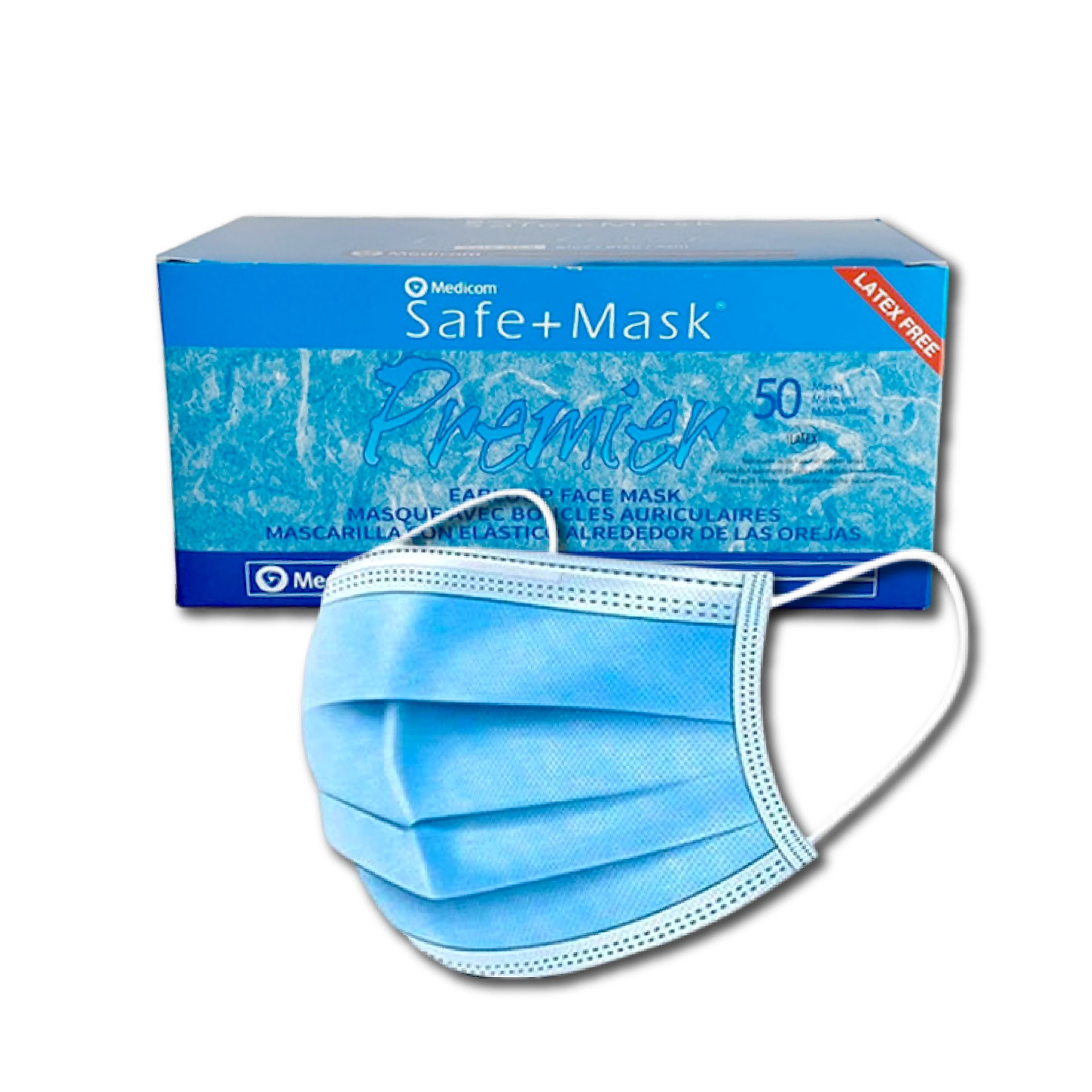 CUBREBOCAS CON 50 PZAS MEDICOM AZUL